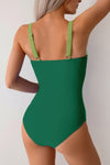 Shop Colorblock Spliced Halter One Piece Swimsuit-Colorblock halter one-piece swimsuit with bold print and bust support, extended sizes. Flattering fit, stretchy fabric, for beach days, pool parties, and vacations.-available at Reef Love online boho-chic boutique