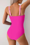 Shop Colorblock Spliced Halter One Piece Swimsuit-Colorblock halter one-piece swimsuit with bold print and bust support, extended sizes. Flattering fit, stretchy fabric, for beach days, pool parties, and vacations.-available at Reef Love online boho-chic boutique