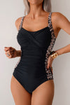 Shop Colorblock Spliced Halter One Piece Swimsuit-Colorblock halter one-piece swimsuit with bold print and bust support, extended sizes. Flattering fit, stretchy fabric, for beach days, pool parties, and vacations.-available at Reef Love online boho-chic boutique