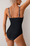 Shop Colorblock Spliced Halter One Piece Swimsuit-Colorblock halter one-piece swimsuit with bold print and bust support, extended sizes. Flattering fit, stretchy fabric, for beach days, pool parties, and vacations.-available at Reef Love online boho-chic boutique