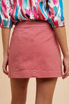 Comfort Stretch Cotton Slit Detailed Mini Skirt, Rose
