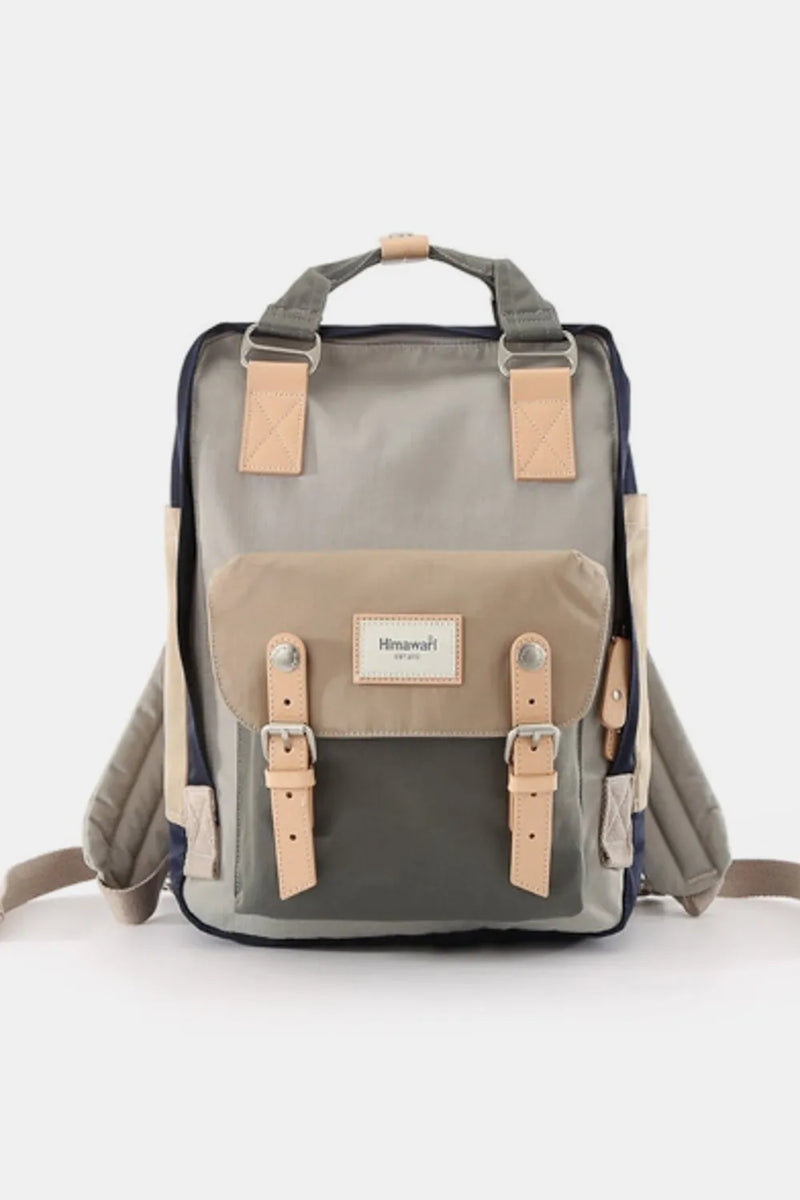 Contrast Buckle Waterproof Nylon Backpack Bag