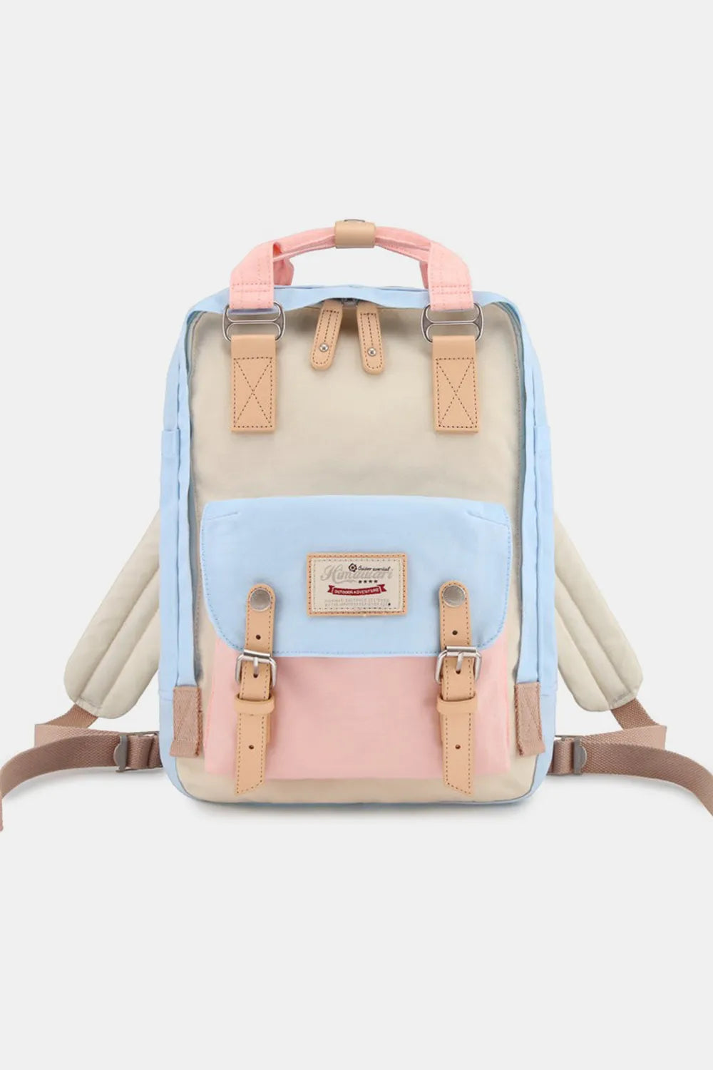Contrast Buckle Waterproof Nylon Backpack Bag
