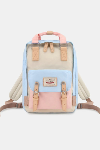 Contrast Buckle Waterproof Nylon Backpack Bag