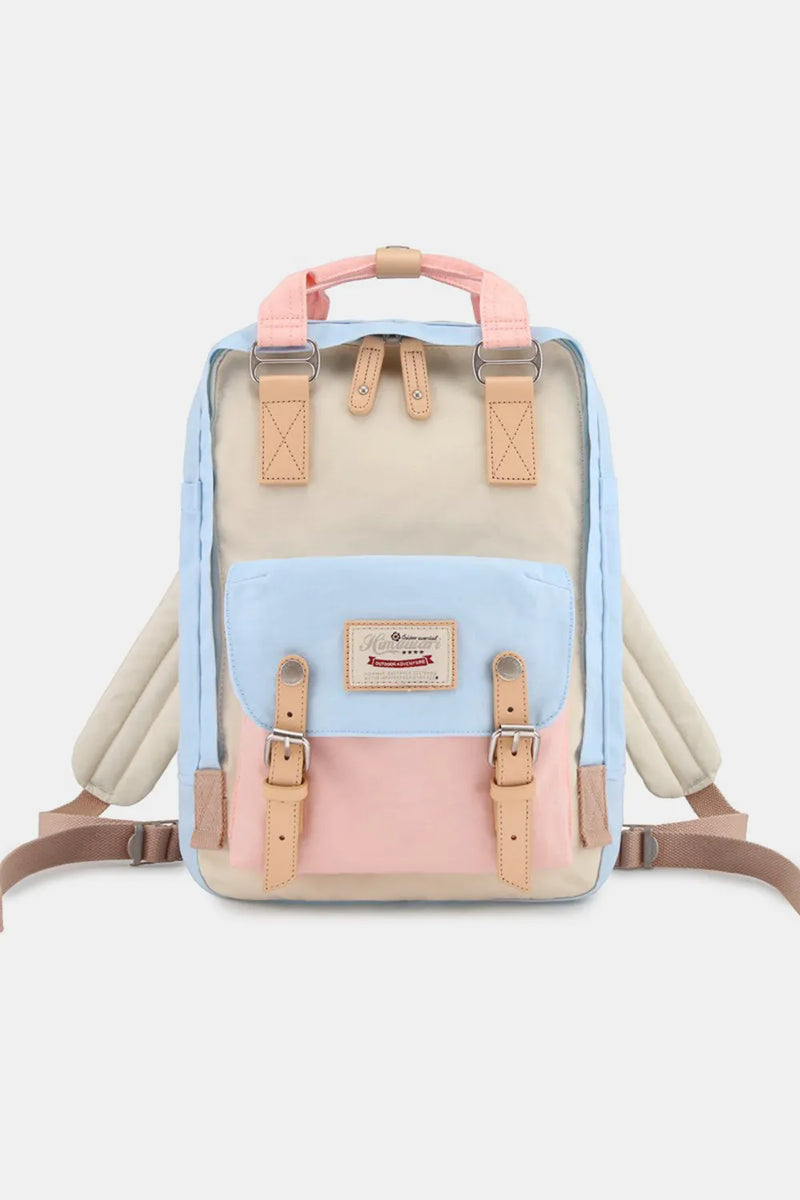 Contrast Buckle Waterproof Nylon Backpack Bag