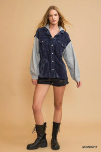 Contrast Hooded Chenille Jacket