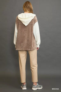 Contrast Hooded Chenille Jacket