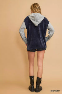 Contrast Hooded Chenille Jacket