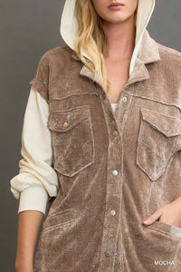 Contrast Hooded Chenille Jacket