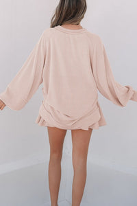 Corded Top and Ruffle Mini Skirt Outfit Set-Reef Love