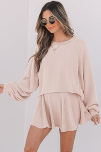 Corded Top and Ruffle Mini Skirt Outfit Set-Reef Love