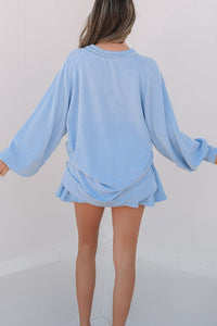 Corded Top and Ruffle Mini Skirt Outfit Set-Reef Love