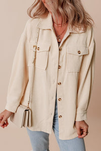 Corduroy Button-Up Pocketed Cardigan Shacket-Reef Love
