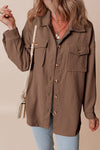 Corduroy Button-Up Pocketed Cardigan Shacket-Reef Love
