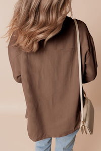 Corduroy Button-Up Pocketed Cardigan Shacket-Reef Love