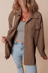 Corduroy Button-Up Pocketed Cardigan Shacket-Reef Love