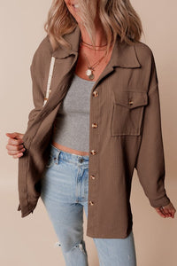Corduroy Button-Up Pocketed Cardigan Shacket-Reef Love