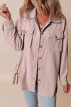 Corduroy Button-Up Pocketed Cardigan Shacket-Reef Love