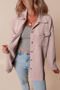 Corduroy Button-Up Pocketed Cardigan Shacket-Reef Love