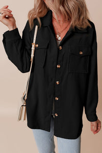 Corduroy Button-Up Pocketed Cardigan Shacket-Reef Love