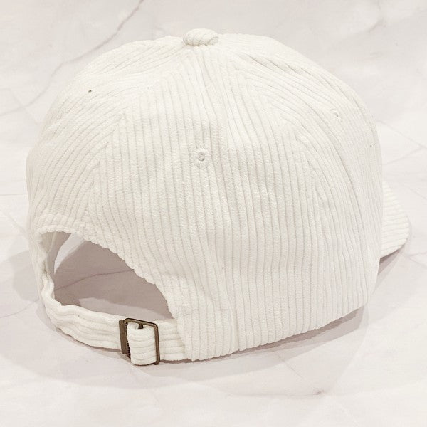 Corduroy Mama Baseball Cap-Adorable corduroy MAMA ball cap with fuzzy patch lettering. Has great fit with perfect curved brim. Clip closure on the back to adjust size and hidden pocket.