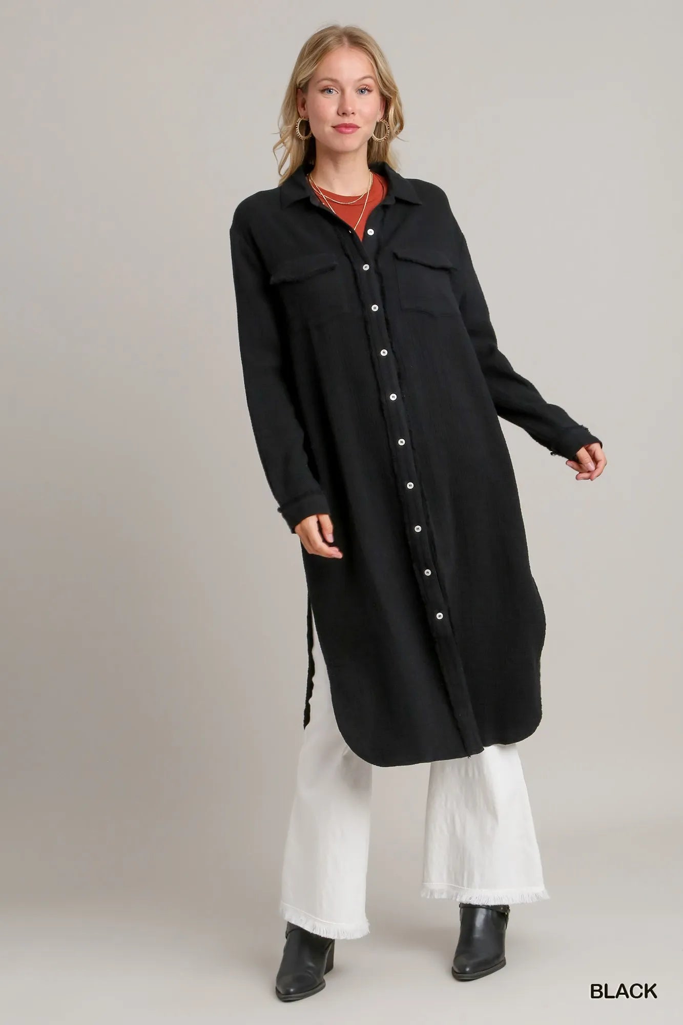 Cotton Gauze Button Down Cardigan-Cotton gauze button down cardigan with oversized fit. Lightweight, breathable layering piece for casual, chic, and vacation-ready women’s style. Perfect for layering.-Reef Love