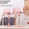 Pink Coupe Glasses Set of 6-13 Oz Large Capacity Martini Glassware - Versatile Tall Cocktail Glasses- Hand-Blown Colored Champagne Coupe Glass-Art Deco Cocktail Glasses Set-Mother'S Day Gifts