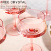 Pink Coupe Glasses Set of 6-13 Oz Large Capacity Martini Glassware - Versatile Tall Cocktail Glasses- Hand-Blown Colored Champagne Coupe Glass-Art Deco Cocktail Glasses Set-Mother'S Day Gifts