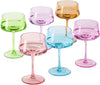 Pink Coupe Glasses Set of 6-13 Oz Large Capacity Martini Glassware - Versatile Tall Cocktail Glasses- Hand-Blown Colored Champagne Coupe Glass-Art Deco Cocktail Glasses Set-Mother'S Day Gifts