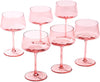 Pink Coupe Glasses Set of 6-13 Oz Large Capacity Martini Glassware - Versatile Tall Cocktail Glasses- Hand-Blown Colored Champagne Coupe Glass-Art Deco Cocktail Glasses Set-Mother'S Day Gifts