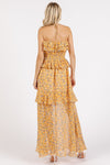 Cove Yellow Ruffled Smocked Floral Halter Neck Maxi Dress-The yellow Ruffled Smocked Floral Halter Neck Maxi Dress is a stunning and feminine piece that exudes effortless elegance. Featuring a halter neckline with ruffled detailing-Reef Love Boho-Chic Boutique
