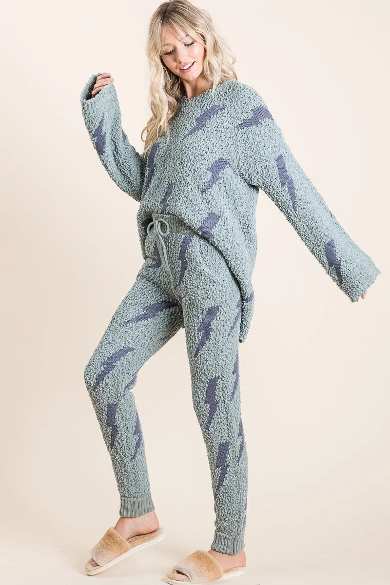 Cozy Lightning Bolt Popcorn Sweatpants