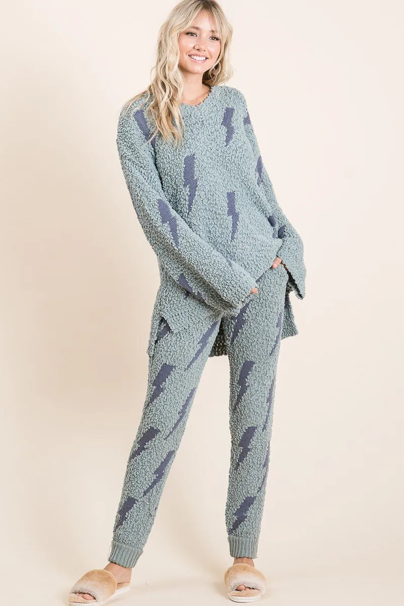 Cozy Lightning Bolt Popcorn Sweatpants