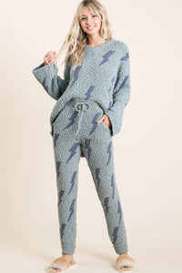 Cozy Lightning Bolt Popcorn Sweatpants