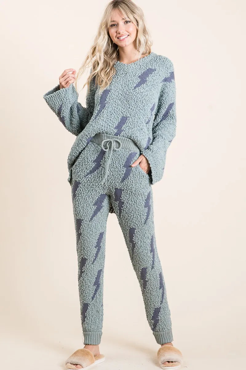 Cozy Lightning Bolt Popcorn Sweatpants