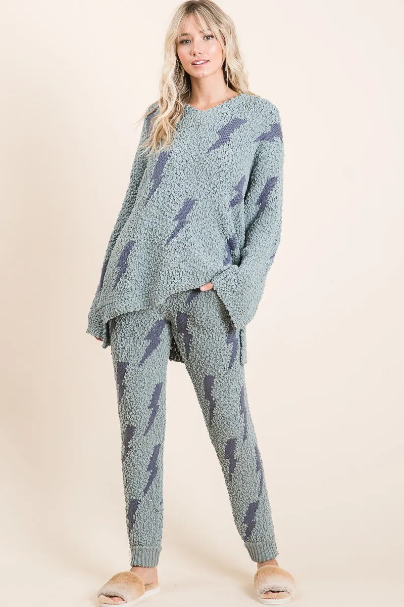 Cozy Lightning Bolt Popcorn Sweatpants
