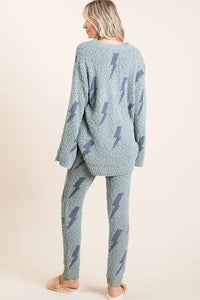 Cozy Lightning Bolt Popcorn Sweatpants