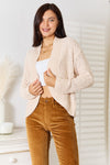 Cream Open Front Long Sleeve Cardigan-Cream open front long sleeve cardigan in soft acrylic knit. A versatile, cozy layering piece for casual, office, or weekend outfits.-Reef Love