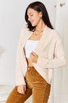 Cream Open Front Long Sleeve Cardigan-Cream open front long sleeve cardigan in soft acrylic knit. A versatile, cozy layering piece for casual, office, or weekend outfits.-Reef Love
