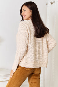 Cream Open Front Long Sleeve Cardigan-Cream open front long sleeve cardigan in soft acrylic knit. A versatile, cozy layering piece for casual, office, or weekend outfits.-Reef Love