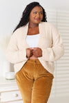 Cream Open Front Long Sleeve Cardigan-Cream open front long sleeve cardigan in soft acrylic knit. A versatile, cozy layering piece for casual, office, or weekend outfits.-Reef Love