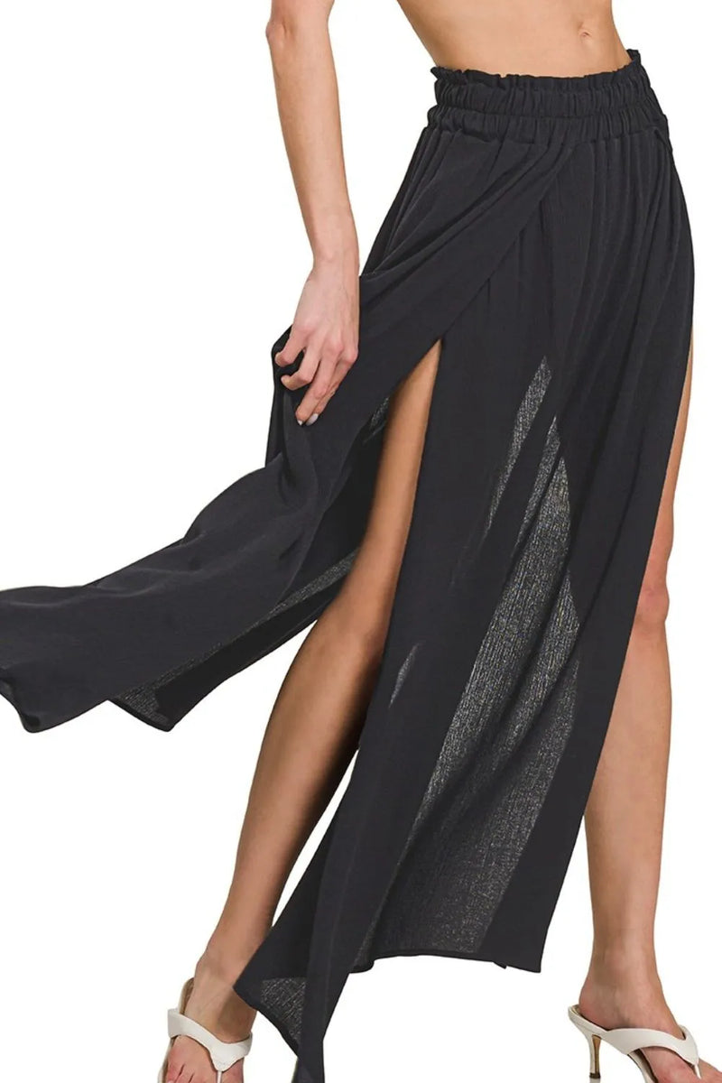 Crinkle Gauze Long Cover Up Skirt-cover up skirt-Reef Love