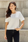 Criss Cross Pearl Detail Open Back T-Shirt-T-Shirt-Reef Love