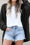 Crochet Dolman Knit Sleeve Cardigan-Crochet dolman knit sleeve cardigan in beige or black. Open-front hollowed knit layering piece with relaxed fit for boho-chic, casual, and vacation style.-Reef Love