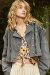 Cropped Denim Jacket with Functional Zipper Detail-Jean Jacket-Reef Love