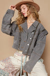 Cropped Denim Jacket with Functional Zipper Detail-Jean Jacket-Reef Love
