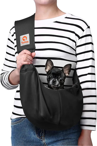Dog Sling Carrier for Small Dogs Puppy Carrier for Small Dogs (Rose Red, Adjustable Strap for 3-10 Lbs & Zipper Pocket)