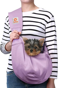 Dog Sling Carrier for Small Dogs Puppy Carrier for Small Dogs (Rose Red, Adjustable Strap for 3-10 Lbs & Zipper Pocket)