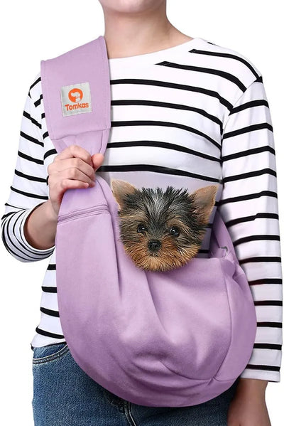 Dog Sling Carrier for Small Dogs Puppy Carrier for Small Dogs (Rose Red, Adjustable Strap for 3-10 Lbs & Zipper Pocket)