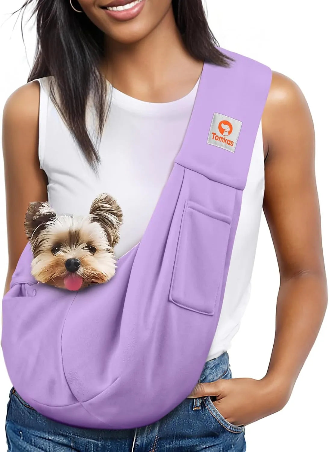 Dog Sling Carrier for Small Dogs Puppy Carrier for Small Dogs (Rose Red, Adjustable Strap for 3-10 Lbs & Zipper Pocket)
